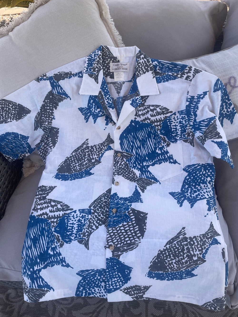 VINTAGE HAWAIIAN SHIRT MENS SIZE XL COOKE STREET HONOLULU LIBERTY HOUSE FISH…